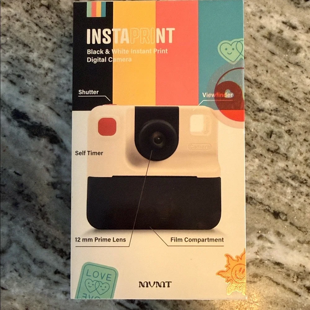 Cream and Black Instant Print Digital Camera